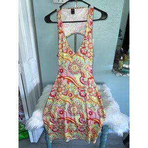 SHEIN keyhole back 1970’s style psychedelic dress size XL